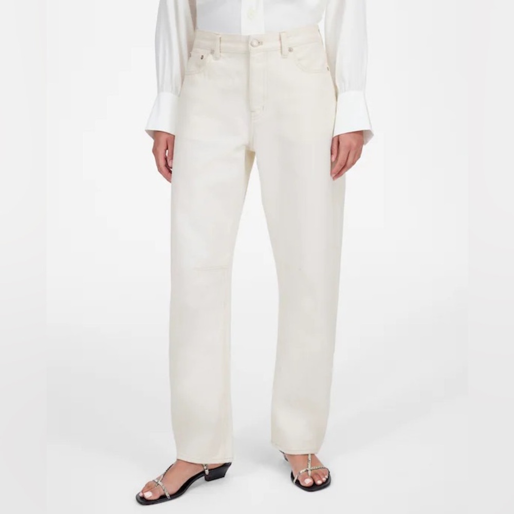 Madewell The Darted Barrel Leg Jean Size 31 Cream Color Vintage Canvas